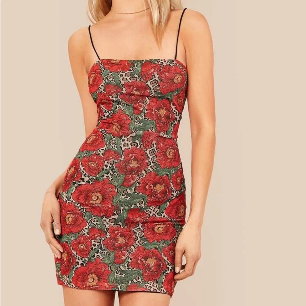 NWT XS Pretty Double Layer Floral Leopard Dress - Picture 2 of 8